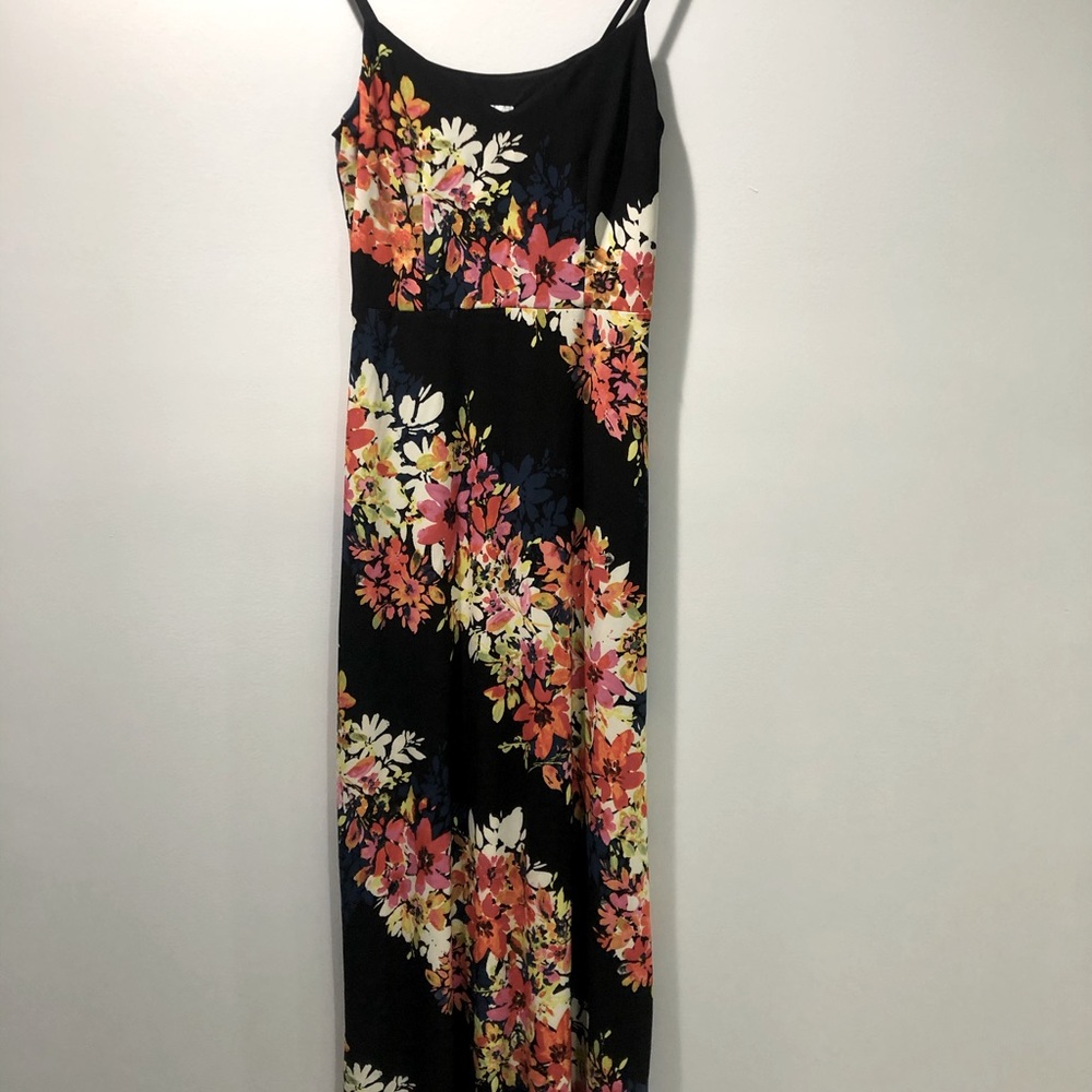 London times long floral dress w/ thin straps